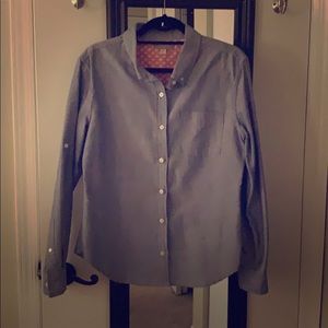 Blue denim look blue button down